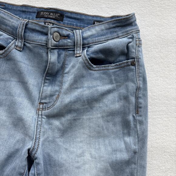 Judy Blue Jeans 7/28 Relaxed Fit Women Distressed Slimming Stretch Light Wash - Picture 5 of 12